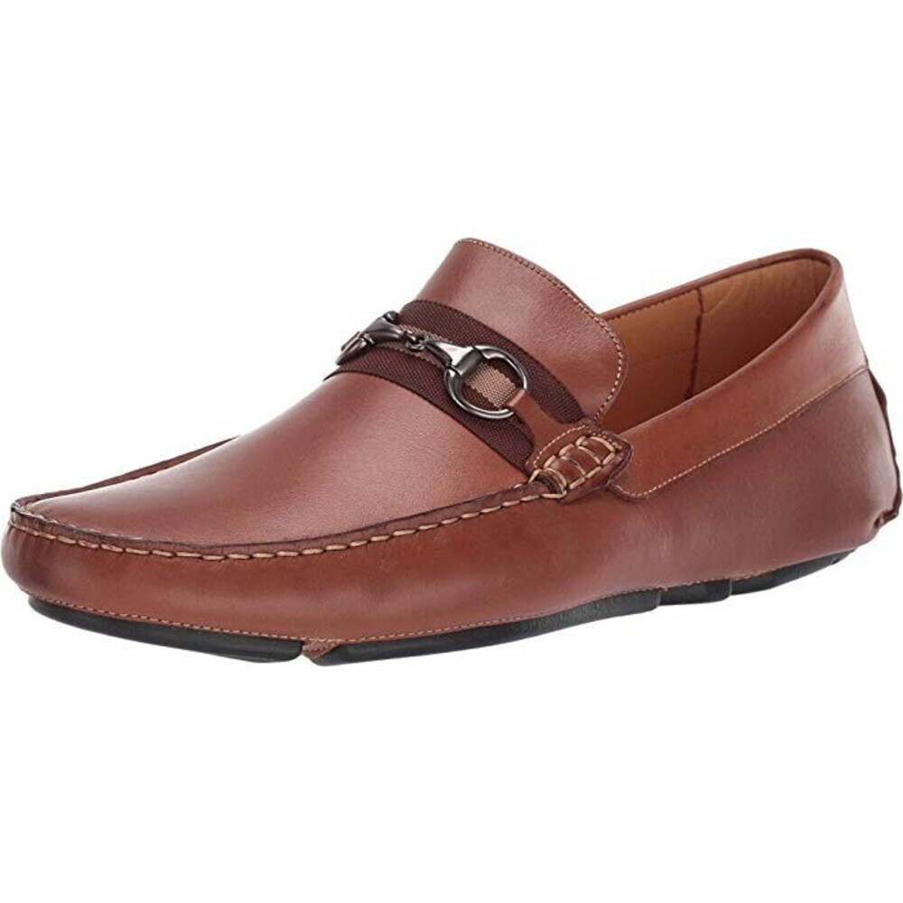 Massimo Matteo Bit Strap Driver Loafer Men 8.5 Brown Leather Casual Shoe JOBB889